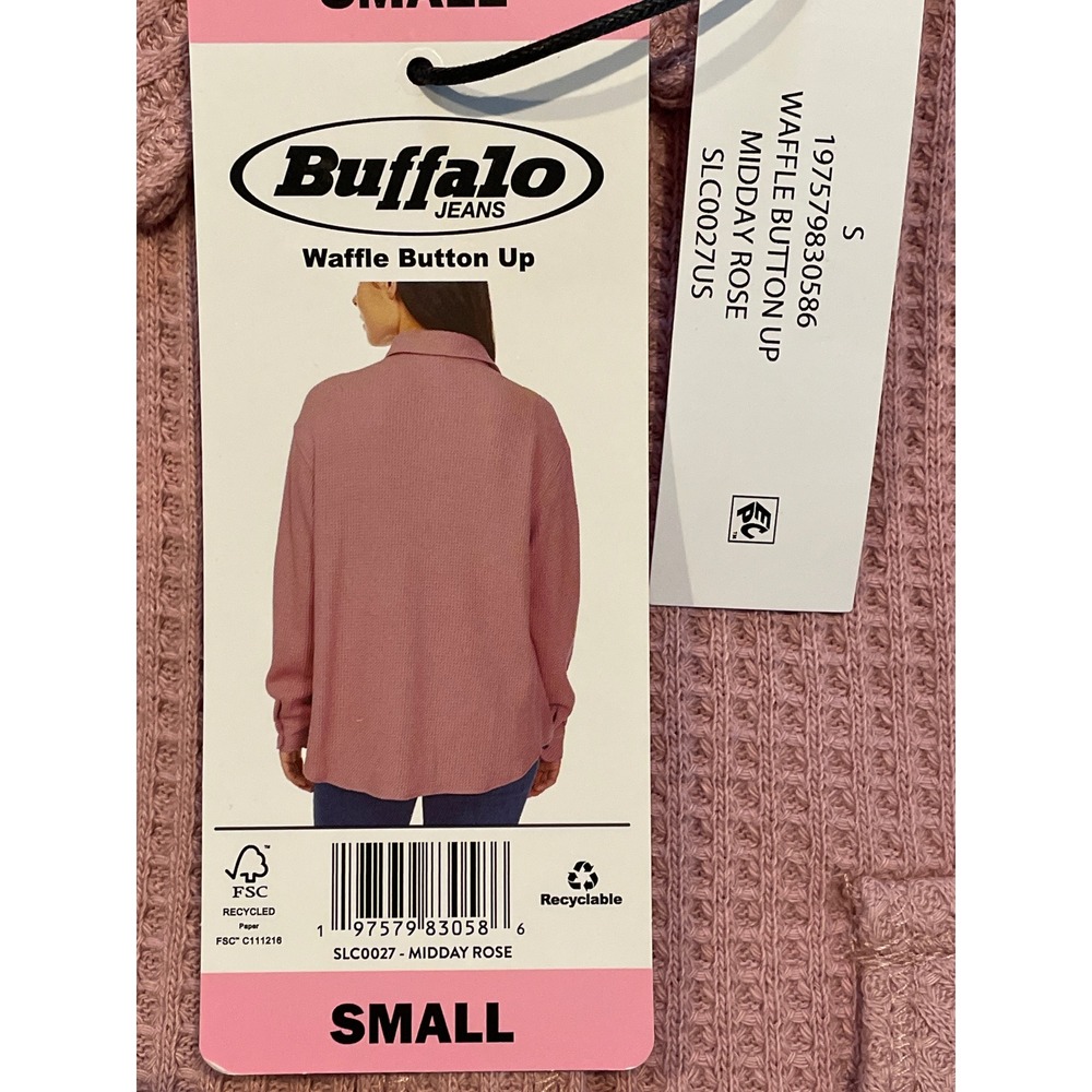 Buffalo Waffle Button Up Womens Small Midday Rose NEW Long Sleeve Knit Shirt - Picture 10 of 12